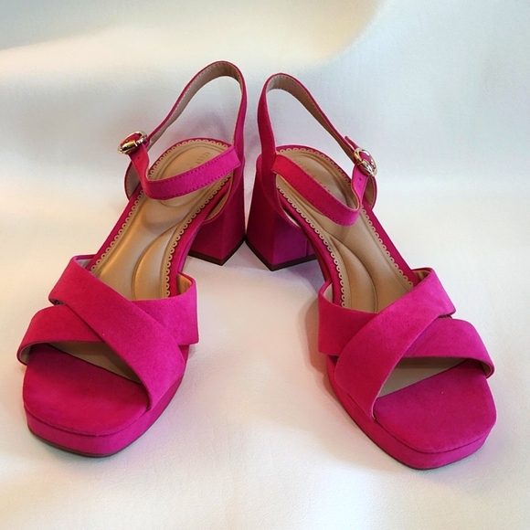 Kelly & Katie Liliena Platform Sandal Size 9.5 M Fuchsia Pink Strappy Dressy - Picture 3 of 16